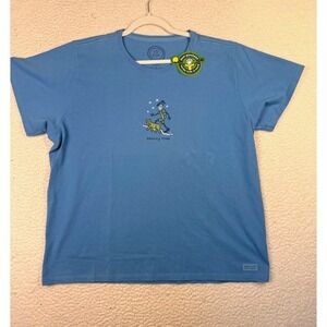 Life Is Good Shirt Womens XXL Blue Starry Trek Graphic Crusher Short Sleeve Top